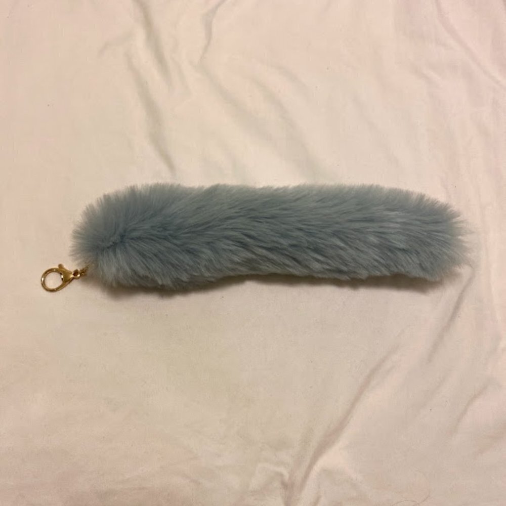 Light Blue Faux Fox Tail Bag Charm